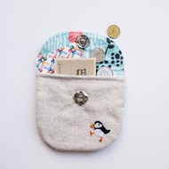 海雀 Puffin or 青蛙 Frog Embroidered 麻 Wee Pouch