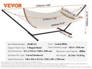 WFBMJ VEVOR เปลสองคนพร้อมขาตั้งมาพร้อมกับเปลญวนคู่ที่มีแถบสเปรดเดอร์โค้งและหมอนที่ถอดออกได้และกระเป๋