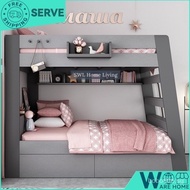 Bed Frame Modern Double Decker Bunk Bed For Kids Adults Queen Bunk Bed With Drawer Mattress Set High Quality Wood Structure Gs