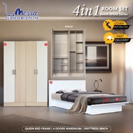 MESRA - Bedroom Set Sliding door /Set Bilik Tidur/Almari Baju/Katil Queen/Bedroom Set/Bedroom set mu