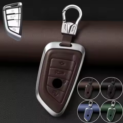 A+ Alloy Leather Car Key Case Cover For BMW 1 2 3 4 5 6 7 8 X1 X2 X3 X4 X5 X5M X7