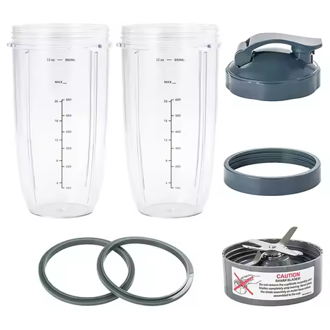 7 Pieces Nutribullet Blender Cups & Blade Replacement Set 32Oz Huge Cup For Nutribullet 600W/900W Bl