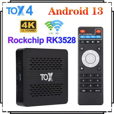 NEW TOX4 Smart TV Box Android 13 Media Player Set Top Box 4GB 32GB RK3528 Dual Wifi 1000M LAN BT5.0 
