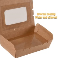 Oil and Water Proof Salad Boxes 50 PCS 500ml Takeaway Boxwith Window for Sandwich Burger Cheesecake