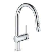 Grohe Minta C Spout Chrome Single Lever Kitchen Sink Mixer Water Tap with Pull Out Dual Spray 32321002