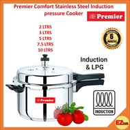 Premier Comfort Induction LPG Stainless Steel Sandwich Bottom Pressure Cooker - 2L, 3L, 5L, 7.5L, 8L