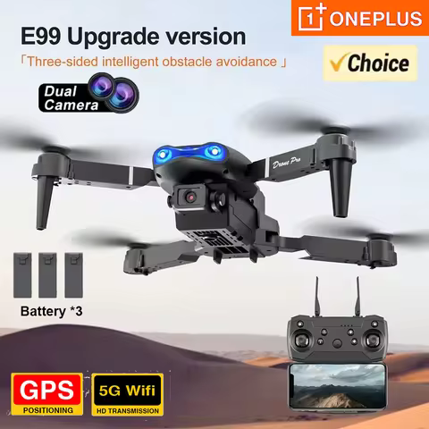 ONEPLUS E99Pro Foldable RC Helicopter 5G WiFi 3 Battery FPV 8K Dual HD Camera Drone with Height Hold