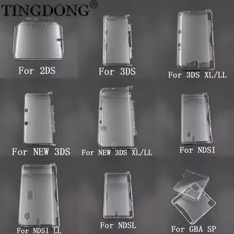 1pcs Clear Crystal Shell For 2DS 3DS XL LL New 3DS XL NDSL NDSI LL GBA SP Protective Cover Shell