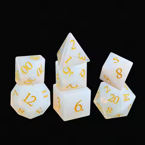 K9 crystal dice White Opal Gem Dices set for Dungeons & Dragons Game Color 7 Piece Stone Cube DND RP
