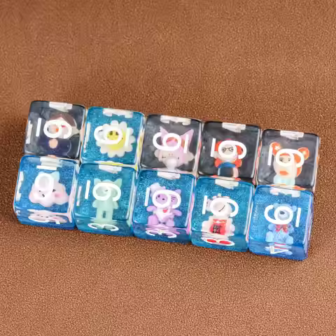 7Pcs Cute Cat D6 Game Dices Filled Character 6 Sides D6 Resin 16mm Standard Cubes Polyhedral Dice Se