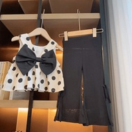 Clothes 0 Girls Summer Clothes Fashionable Thin Two-Piece Suit Bowknot Children's Clothing Korean Ve