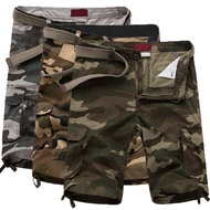 Men's Camo Cargo Shorts Button Closure Cotton Shorts Multi Button Pockets Casual Shorts 6 Pockets