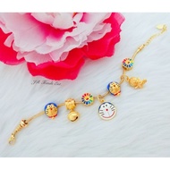 JR Trends Gold Color Plated DoRaeMon Dangle Charm, Masdora Beads, Bracelet DIY Charm, Bangle Charm, 