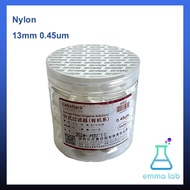 Syringe filter 13mm 0.22um (100pcs/box) Nylon/PTFE อุปกรณ์กรองตัวอย่าง ไนล่อน/เทฟล่อน ขนาด  13มิลลิเ