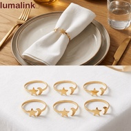 LUMALINK​ 6PCS Moon Napkin Rings, Minimalist Metal Star Napkin Buckle, Party Supplies Gold/Silver Mo