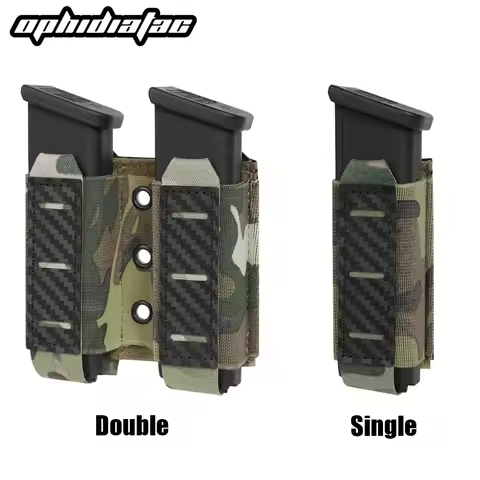 OphidianTac Magazine Pouch 9mm Single Double Triple Magazine Carrier Carbon Fiber MOLLE System Bulle