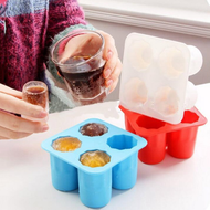 HOS 4-Cup Ice Cube Shot Shape Silicone Shooters Glass Freeze Molds Maker Tray Partys