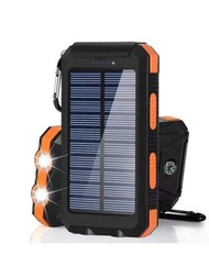 1個太陽能便攜充電器,帶指南針,20000mah防水大容量雙手電筒外置電池