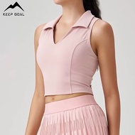 Keep Goal Sleeveless Top Women's Pink Elastic Crop Top Sport Shirt Woman