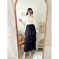 Rok Ruffle Plisket Panjang / rok plisket susun / rok plisket tingkat / layer pleats skirt