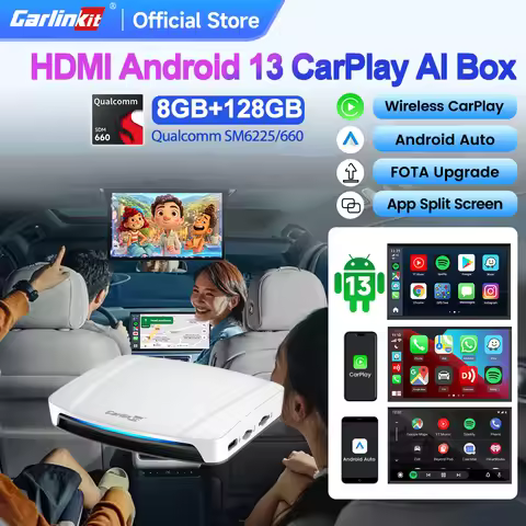 CarlinKit UHD Android 13 SDM660 6225 CarPlay Ai Box HDMI Streaming Box for Netflix GPS Wireless CarP