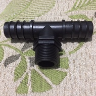Tee Connector Male Thread Thread 3/ 4" inch to PE Hose 25mm Fertigation Hydroponics Aquaponics etc.