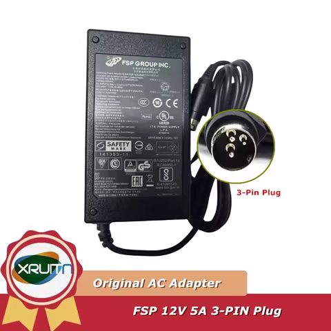 Original FSP Group 12V 5A Switching Power Adapter Charger 3-pin Plug FSP060-DIBAN2