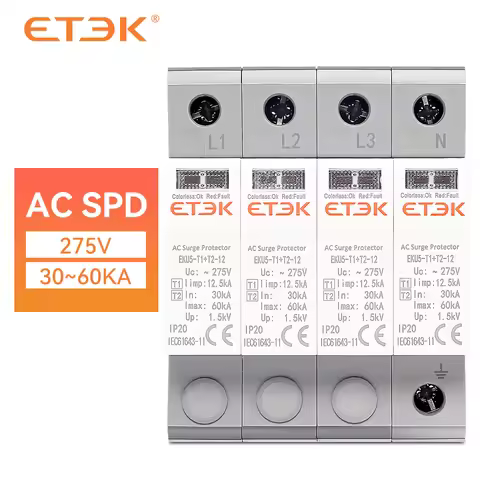 ETEC SPD AC House Surge Protective Device 275V Protector Arrester Protection Type T1+T2 2P 4P 20KA~4