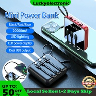 20000 Mah  Fast Charging Power Bank Mini Powerbank Pocket Power Bank With Charging Cable 4 in 1充电宝