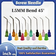 10pcs 25mm 1 Inch 14G-30G 45 Degrees Elbow Dispensing Needles, TS-TT Blunt Tip Threaded Port, 45° St