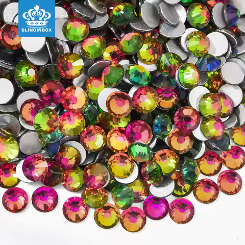 SS3-SS34 Rainbow Non HotFix Rhinestones Flatback Glass Strass Nail Art Decoration Glitter Rhinestone