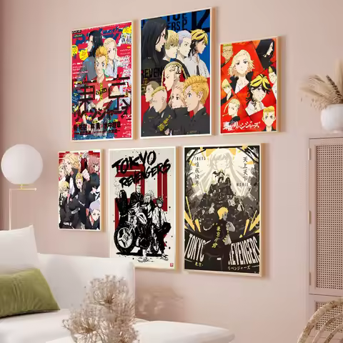 Anime Tokyo Revengers Mikey Vintage Posters Sticky Retro Kraft Paper Sticker DIY Room Bar Cafe Kawai