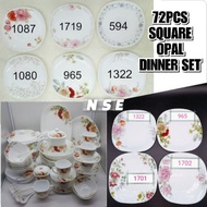 NEW DESIGN 72PCS SQUARE OPAL DINNER SET