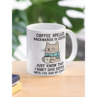 Gealas Coffee Spelled Backwards Is Eeffoc Funny Cats Drink Coffee Tea Mug