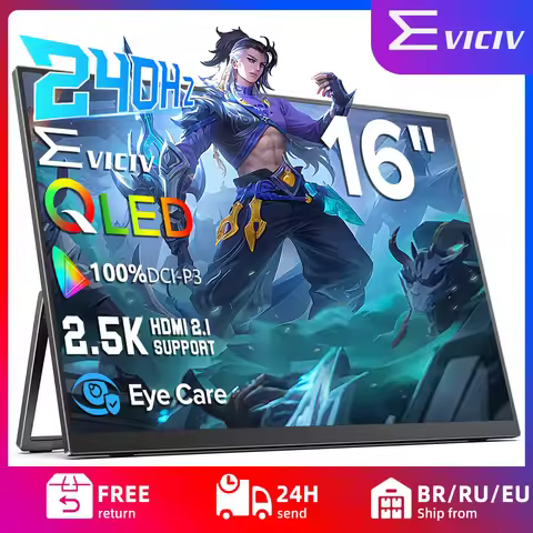 16" 2.5K 240Hz Portable Gaming Monitor 100% DCI-P3 400 Nits w/Stand Adaptive Sync HDMI 2.1 External 