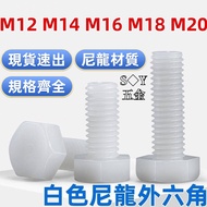 ((M8-M20) White Nylon External Hexagon Screw Plastic Screw Bolt PA66 Plastic Screw Insulation Screw 
