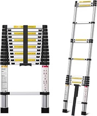 MGENLONG 12.5FT Telescoping Ladder- Multi-Purpose Aluminum Extension Ladder Adjustable Compact Ladde