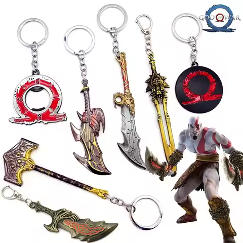 Game God of War 5 Ragnarok Kratos Keychain Levitan's Axe Key Chains Metal KeyRing Blades of Exile Ch