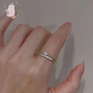 【E.five】 Heart Open Ring 2-piece Set Light Luxury Ring Versatile Ring Couple Best Friend E