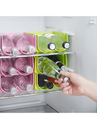創意冰箱可樂和啤酒和飲料收納盒,帶拉環和可疊式冷凍儲物架,用於廚房瓶罐組織