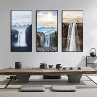 Chinese Fengshui Painting Waterfall Landscape Painting Home Decoration Entrance Mural-Only Canvas