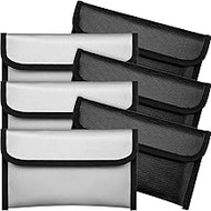 Leinuosen 6 Pack Small Fireproof Bag 8 x 5 Inch Fireproof Money Waterproof Pouch Document Bag with Z