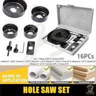 16PCs Hole Saw Set. (19-127mm) Universal Hole Saw Blades Set Kit. Carbon Steel Hole Saw for Soft Woo