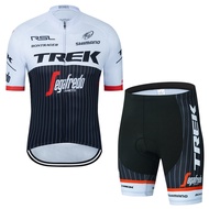 Lee Bicycle  ชุดสั้นปั่นจักรยานลายทีม ยี่ห้อ:TREK  กางเกงเป้าเจลสีฟ้า สำหรับนักปั่นทั้งชายและหญิง(S-15)