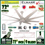 Elmark DC Fan 9TB72 DW 72 inches 9-blade Remote Control Ceiling Fan (Silent DC Motor)