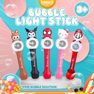 Automatic Bubble Stick Machine LED Light Kid Children Toy Balloon Soap Outdoor Game Mainan Belon Bui