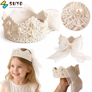 SUYO Baby Crown Headband, Hollow Lace Crown Shape Kids Crown Headpiece,  Mesh Bow Girls Crown Hairba