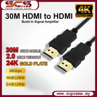 30M HDMI to HDMI Cable Male to Male (build in Signal Amplifier) Support 4K, Super HD Version 2.0