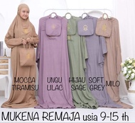 Mukena Anak Remaja Usia 10-14 tahun Terompah Terusan Rayon Warna Bali Polos Mukenah Hadramaut