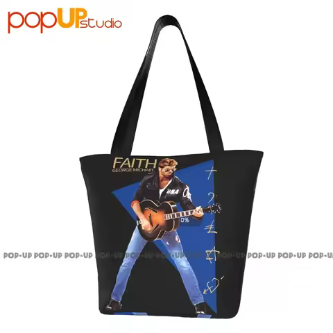George Michael Faith Era Guitar Travel Handbags Polyester Shopping Bag Supermarket